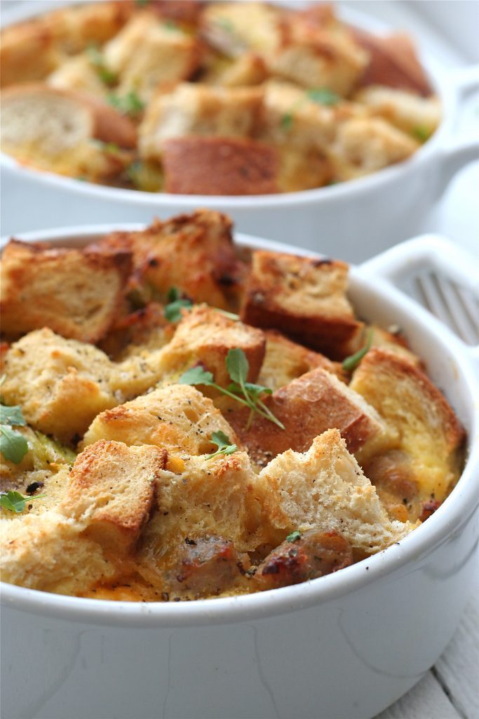 Sausage, Leek and Cheddar Strata ILoveCooking