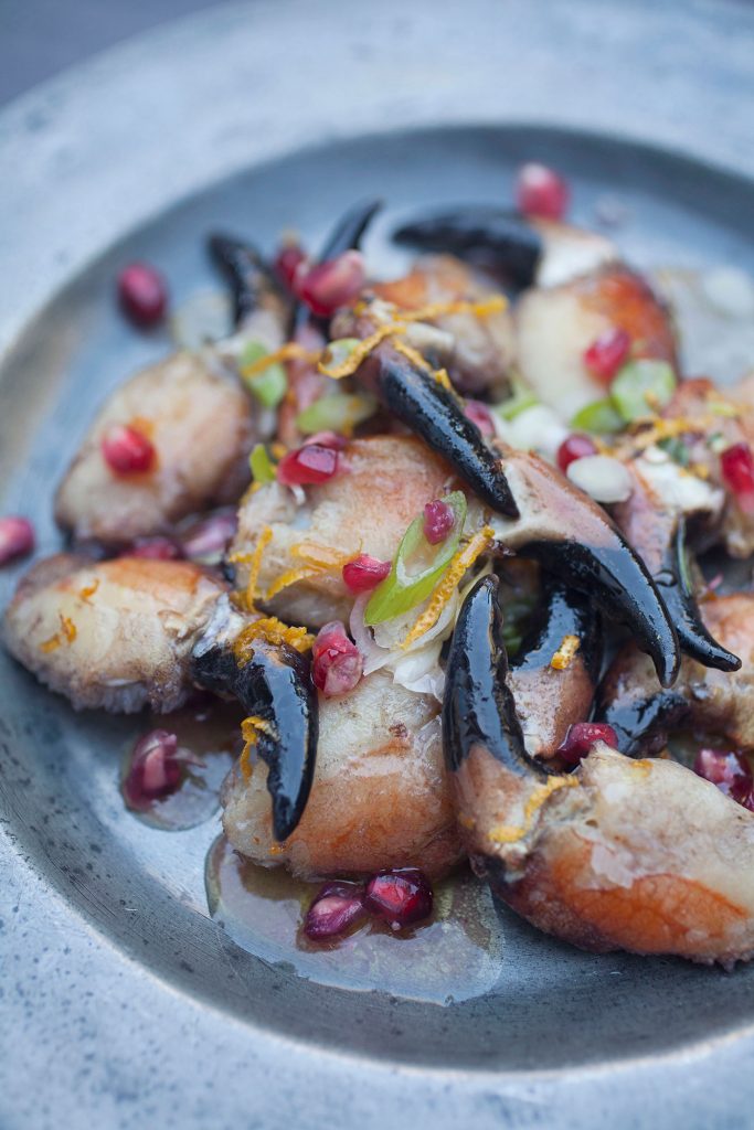 Crab claws with Clementine, pomegranate & rosemary butter ILoveCooking